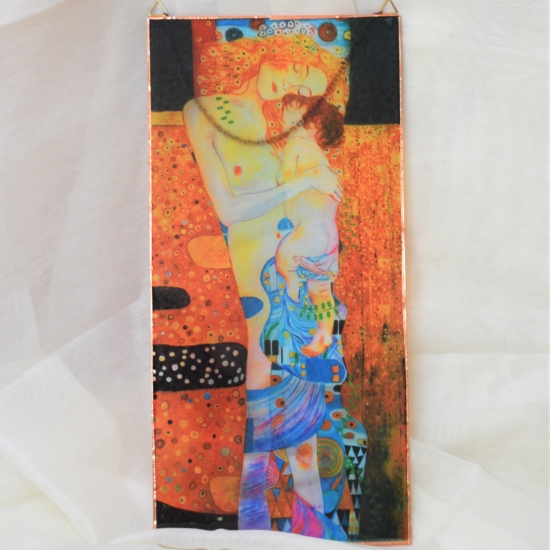 Klimt üveg kép, láncos akasztóval